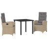 Ensemble de salle à manger pour jardin 3 pcs Beige polyrotin 564426564426