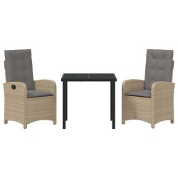 Ensemble de salle à manger pour jardin 3 pcs Beige polyrotin 564426564426