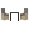 Ensemble de salle à manger pour jardin 3 pcs Beige polyrotin 564426564426