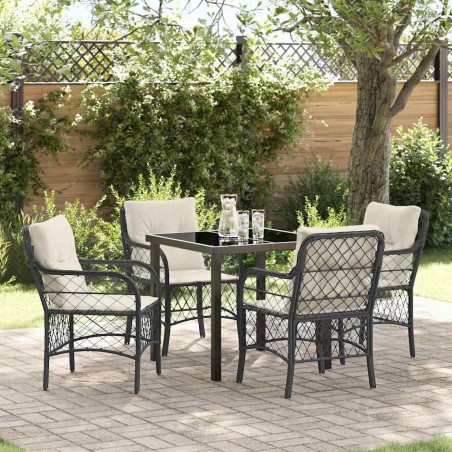 Ensemble de salle à manger pour jardin 5 pcs Noir polyrotin 564428564428