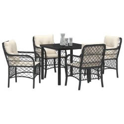 Ensemble de salle à manger pour jardin 5 pcs Noir polyrotin 564428564428