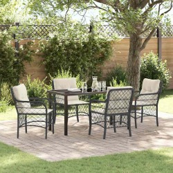 Ensemble de salle à manger pour jardin 5 pcs Noir polyrotin 564429564429