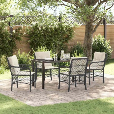 Ensemble de salle à manger pour jardin 5 pcs Noir polyrotin 564429564429