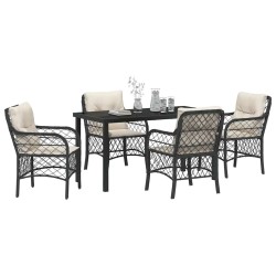 Ensemble de salle à manger pour jardin 5 pcs Noir polyrotin 564429564429