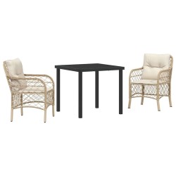 Ensemble de salle à manger pour jardin 3 pcs Beige polyrotin 564431564431