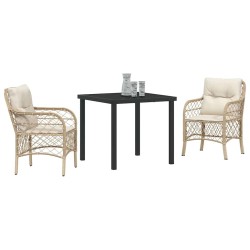 Ensemble de salle à manger pour jardin 3 pcs Beige polyrotin 564431564431