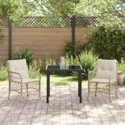 Ensemble de salle à manger pour jardin 3 pcs Beige polyrotin 564431564431