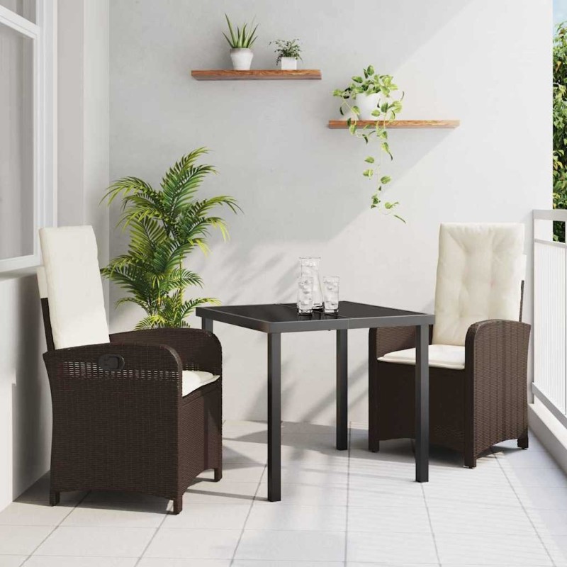 Ensemble de salle à manger pour jardin 3 pcs Marron polyrotin 564432564432