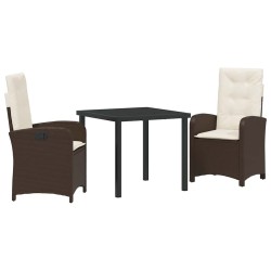 Ensemble de salle à manger pour jardin 3 pcs Marron polyrotin 564432564432