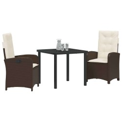 Ensemble de salle à manger pour jardin 3 pcs Marron polyrotin 564432564432