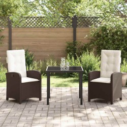 Ensemble de salle à manger pour jardin 3 pcs Marron polyrotin 564432564432