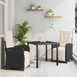 Ensemble de salle à manger pour jardin 3 pcs Noir polyrotin 564433564433