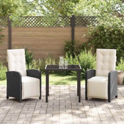 Ensemble de salle à manger pour jardin 3 pcs Noir polyrotin 564433564433
