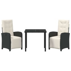 Ensemble de salle à manger pour jardin 3 pcs Noir polyrotin 564433564433