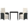 Ensemble de salle à manger pour jardin 3 pcs Noir polyrotin 564433564433