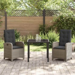 Ensemble de salle à manger pour jardin 3 pcs Gris polyrotin 564434564434