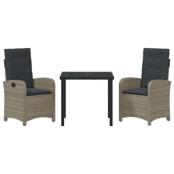 Ensemble de salle à manger pour jardin 3 pcs Gris polyrotin 564434564434