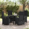Ensemble de salle à manger pour jardin 5 pcs Noir polyrotin 564436564436