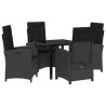 Ensemble de salle à manger pour jardin 5 pcs Noir polyrotin 564436564436