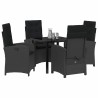 Ensemble de salle à manger pour jardin 5 pcs Noir polyrotin 564436564436