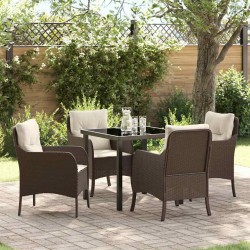 Ensemble de salle à manger pour jardin 5 pcs Marron polyrotin 564439564439