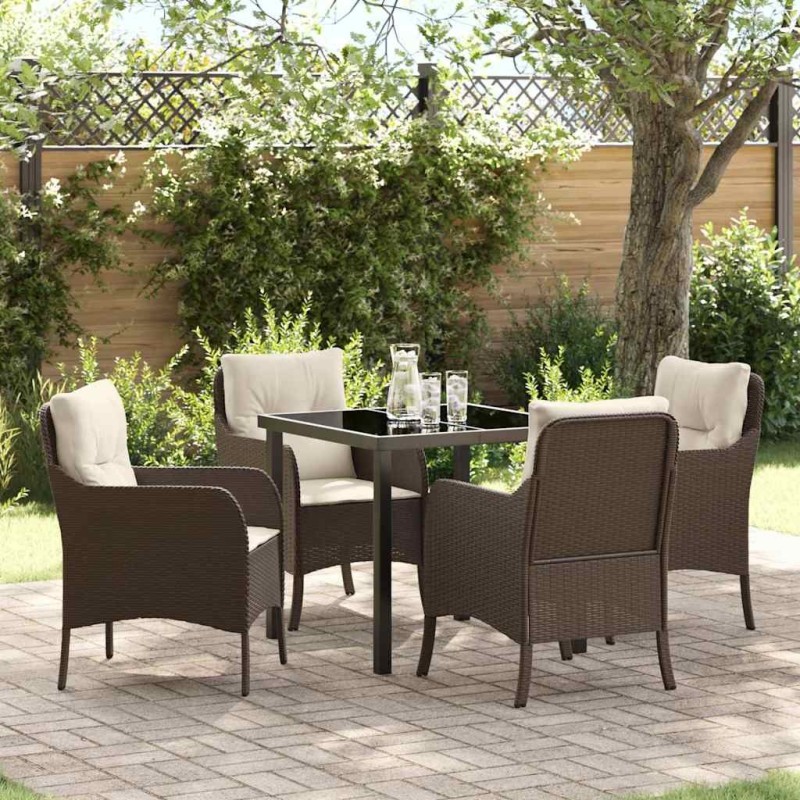Ensemble de salle à manger pour jardin 5 pcs Marron polyrotin 564439564439