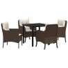 Ensemble de salle à manger pour jardin 5 pcs Marron polyrotin 564439564439