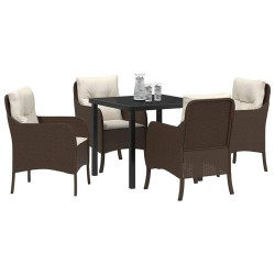 Ensemble de salle à manger pour jardin 5 pcs Marron polyrotin 564439564439