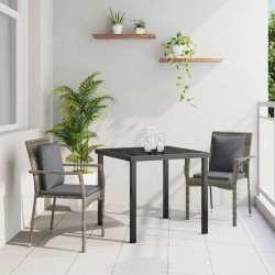 Ensemble de salle à manger pour jardin 3 pcs Gris polyrotin 564440564440