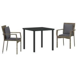 Ensemble de salle à manger pour jardin 3 pcs Gris polyrotin 564440564440