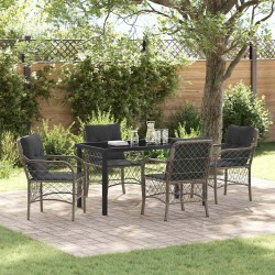 Ensemble de salle à manger pour jardin 5 pcs Gris polyrotin 564441564441