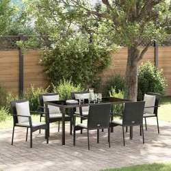 Ensemble de salle à manger pour jardin 7 pcs Noir polyrotin 564442564442