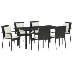 Ensemble de salle à manger pour jardin 7 pcs Noir polyrotin 564442564442