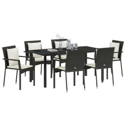 Ensemble de salle à manger pour jardin 7 pcs Noir polyrotin 564442564442