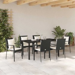 Ensemble de salle à manger pour jardin 7 pcs Noir polyrotin 564442564442