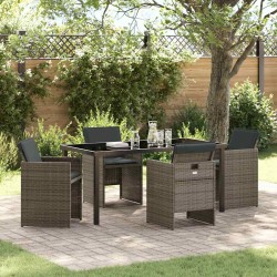 Ensemble de salle à manger pour jardin 5 pcs Gris polyrotin 564443564443