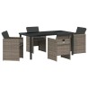 Ensemble de salle à manger pour jardin 5 pcs Gris polyrotin 564443564443