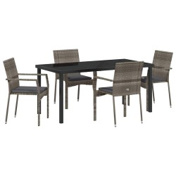 Ensemble de salle à manger pour jardin 5 pcs Gris polyrotin 564444564444