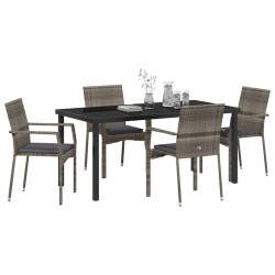 Ensemble de salle à manger pour jardin 5 pcs Gris polyrotin 564444564444