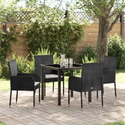Ensemble de salle à manger pour jardin 5 pcs Noir polyrotin 564445564445