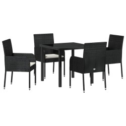 Ensemble de salle à manger pour jardin 5 pcs Noir polyrotin 564445564445