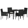 Ensemble de salle à manger pour jardin 5 pcs Noir polyrotin 564445564445