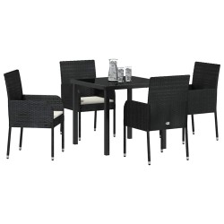 Ensemble de salle à manger pour jardin 5 pcs Noir polyrotin 564445564445