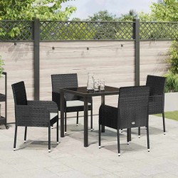 Ensemble de salle à manger pour jardin 5 pcs Noir polyrotin 564445564445