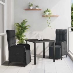 Ensemble de salle à manger pour jardin 3 pcs Noir polyrotin 564446564446