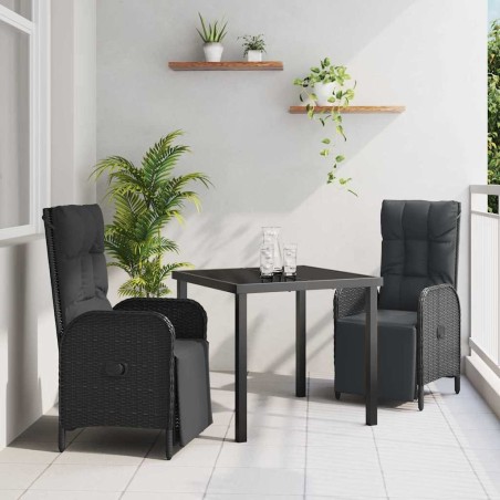 Ensemble de salle à manger pour jardin 3 pcs Noir polyrotin 564446564446