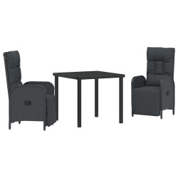 Ensemble de salle à manger pour jardin 3 pcs Noir polyrotin 564446564446