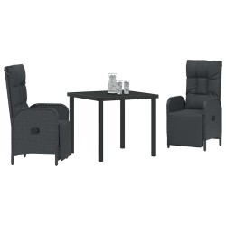 Ensemble de salle à manger pour jardin 3 pcs Noir polyrotin 564446564446