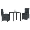 Ensemble de salle à manger pour jardin 3 pcs Noir polyrotin 564446564446