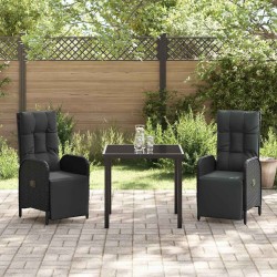 Ensemble de salle à manger pour jardin 3 pcs Noir polyrotin 564446564446